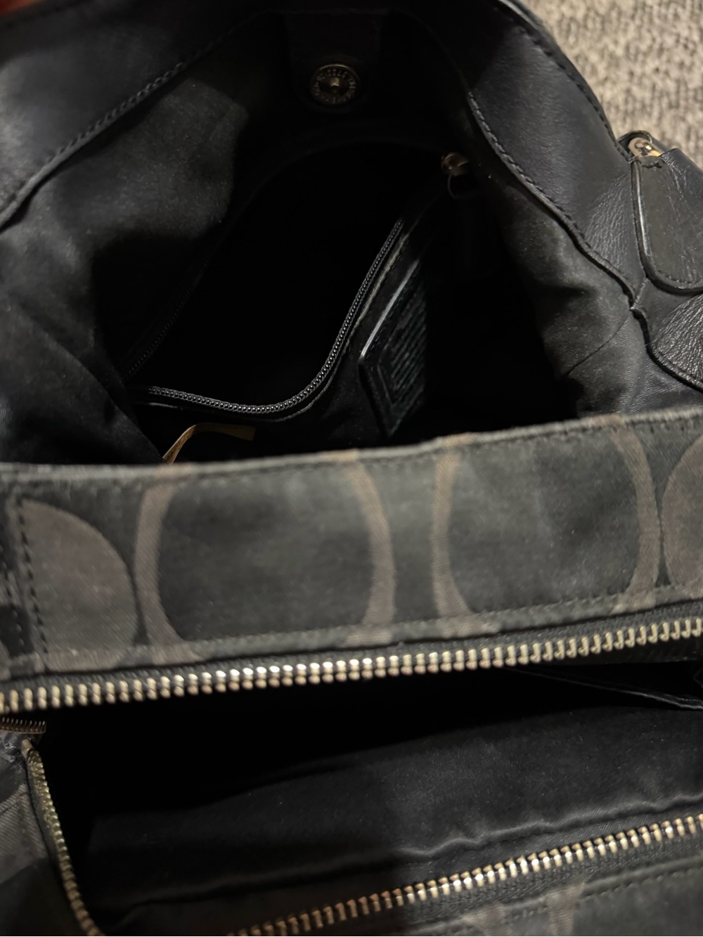 Coach Campbell Black Signature Soho Canvas Shoulder Bag Purse Checkbook Wallet - Picture 7 of 16
